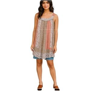 Johnny Was Floral Sleeveless Shift Tunic Dress Top Size Small